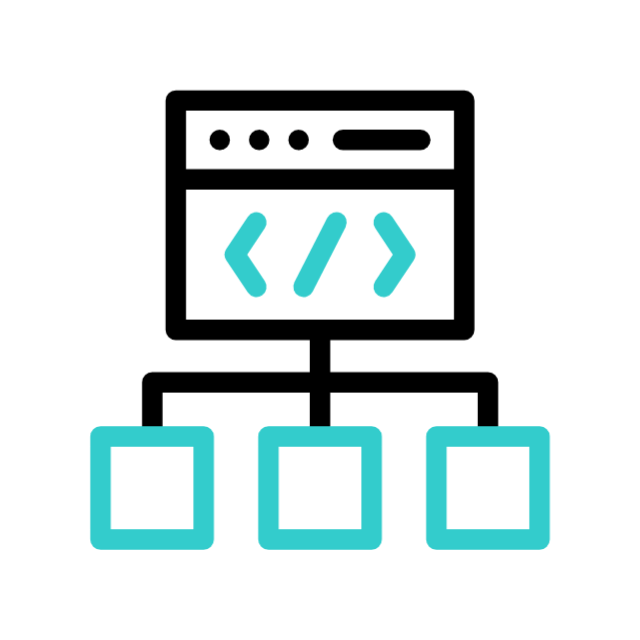 Web structure Three boxes feeding into one platform